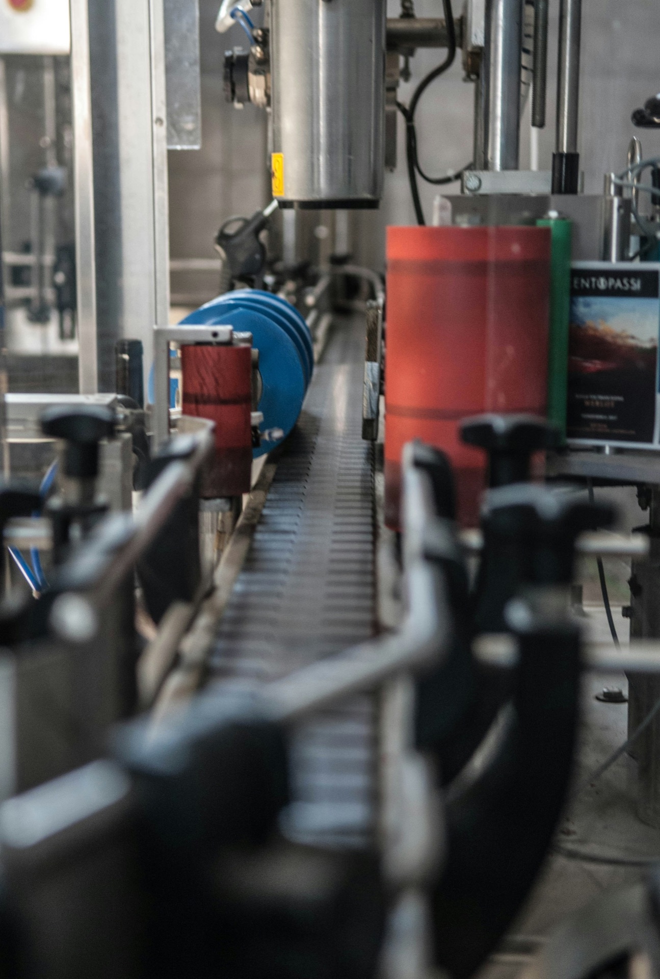 Bottling machinery on a production line